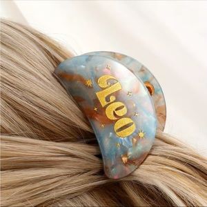 Leo Zodiac Hair Clip Claw - Marble + Gold